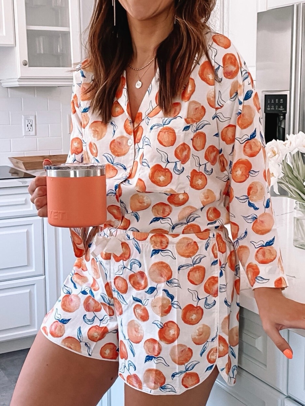 Peach Pajama Top (L) & Shorts (XL)